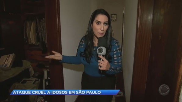브라질 현지언론 보도 모습. 방송보도 하단 자막은 “상파울루의 ‘잔인한 노인 폭행’ 이라는 뜻이다.