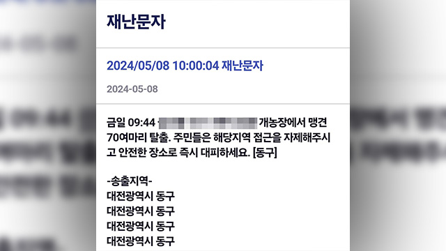 대전 동구 개농장서 70여 마리 탈출…주민 대피령