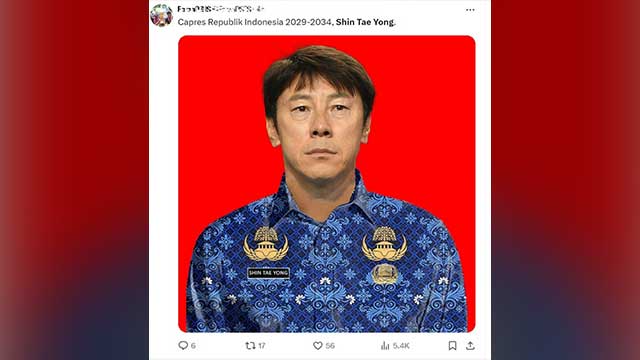 '인도네시아 2029~2034 대선 후보, 신태용'이라고 쏘인 게시물을 올린 인도네시아 팬