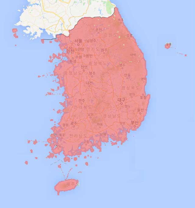 KT 4G 전국 커버리지 지도