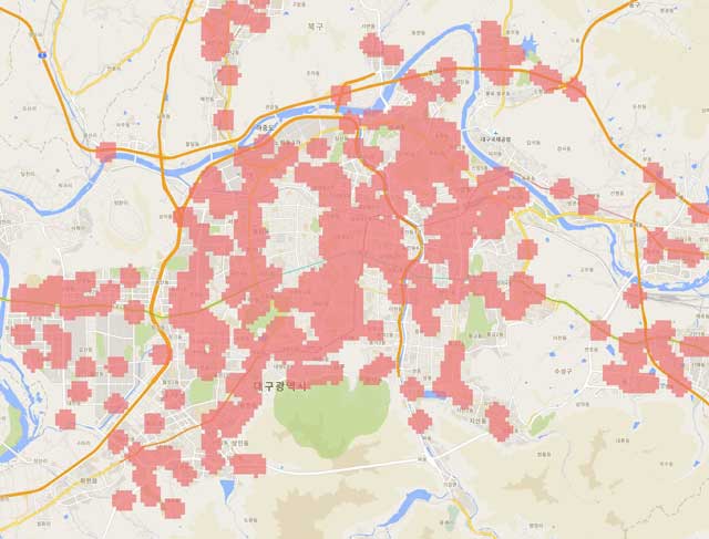 대구광역시 5G 커버리지 지도