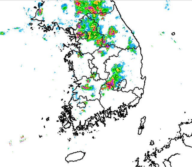 소나기 레이더 영상(어제 오후)