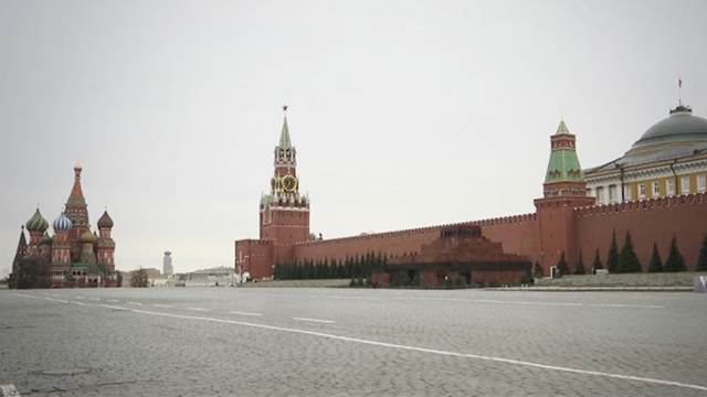 자가격리 조치로 텅 빈 모스크바 도심 (사진 출처: APTN)