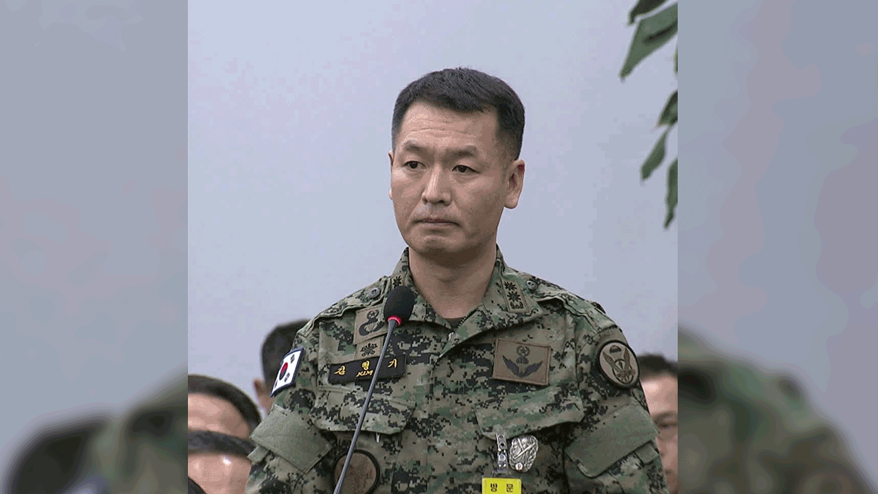 국회 국조특위에서 증언하는 김형기 대대장. (지난 2월 21일)