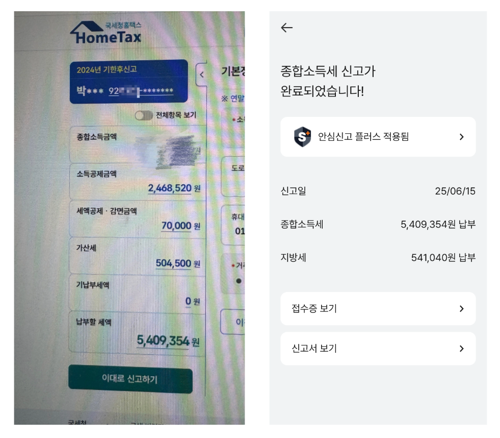 30대 박 모씨가 기한 후 신고로 부과하게 된 종합소득세와 지방세
