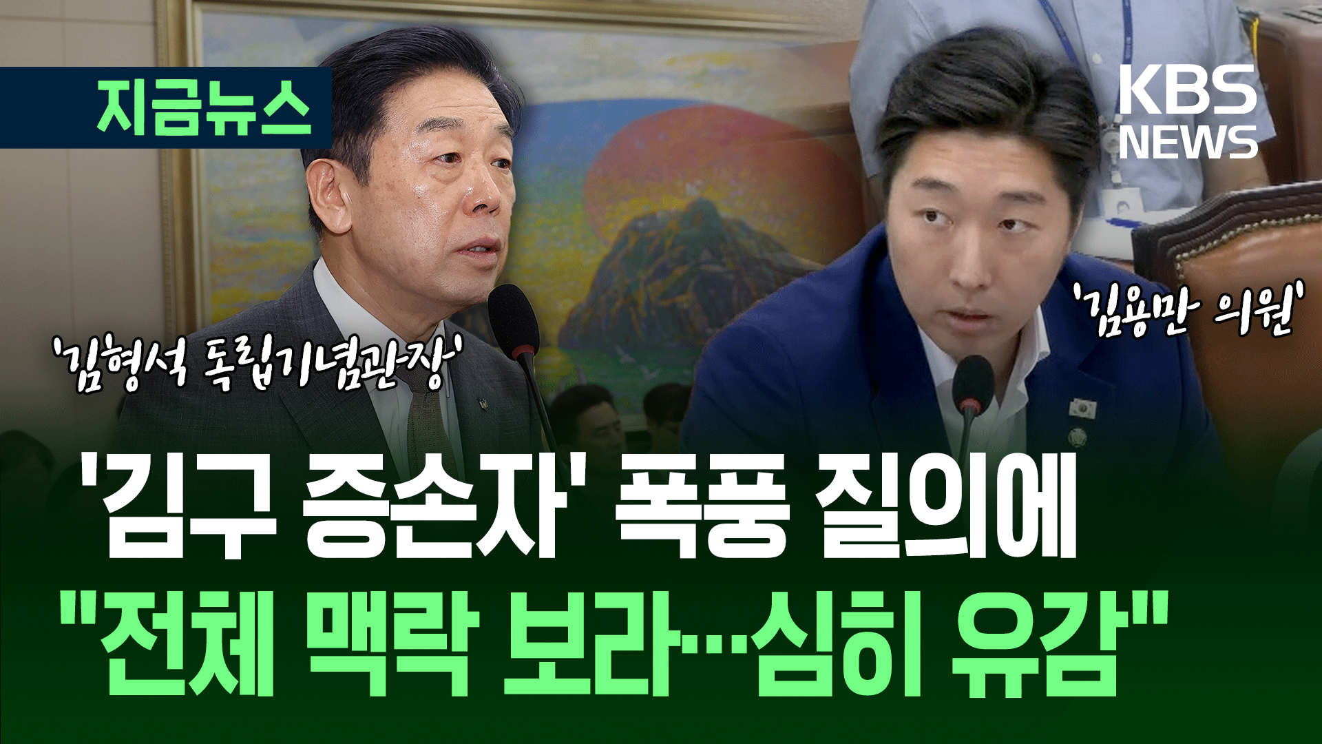 국회 나온 김형석 독립기념관장, ‘김구 증손자’ 폭풍 질의에