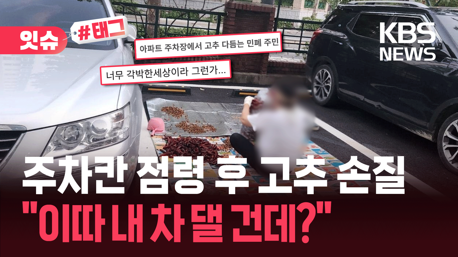 “주차장서 고추 다듬는 이웃”…따지자 ‘내 차 댈 거다’ 버럭?