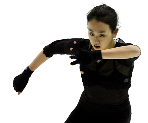 2010 ISU 세계 피겨스케이팅 선수권대회에 참가하는 '일본 피겨의 간판' 아사다 마오가 25일 밤 이탈리아 토리노 타졸리 빙상장에서 몸을 풀고 있다.