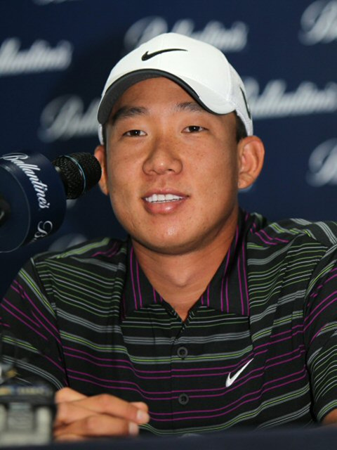 발렌타인 챔피언십에 출전하는 앤서니 김이 20일 오후 제주도 서귀포시 핀크스골프장에서 기자들의 질문에 답하고 있다.