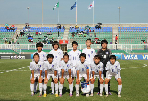 16일(현지시간) 트리니다드 토바고에서 열린 국제축구연맹(FIFA) 17세 이하 여자 월드컵 8강전 대한민국-나이지리아 경기 전, 한국 선수들이 기념촬영을 하고 있다.