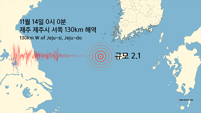 제주 제주시 먼 해역에서 규모 2.1 지진