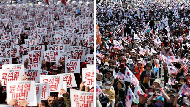 서울 도심 곳곳 ‘탄핵 찬반’ 대규모 집회…교통 통제 계속