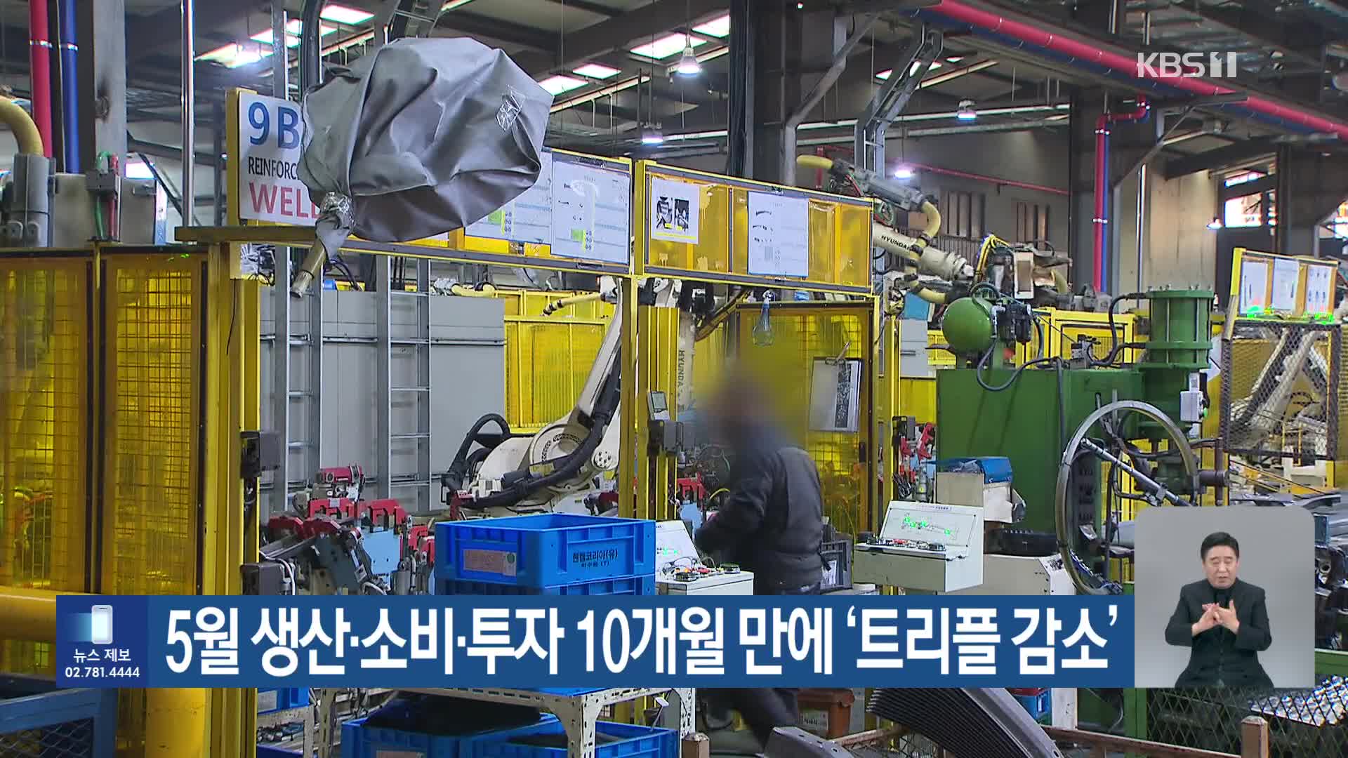 5월 생산·소비·투자 10개월 만에 ‘트리플 감소’