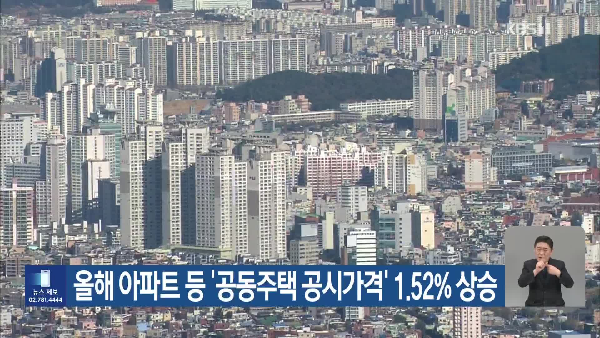 올해 아파트 등 ‘공동주택 공시가격’ 1.52% 상승