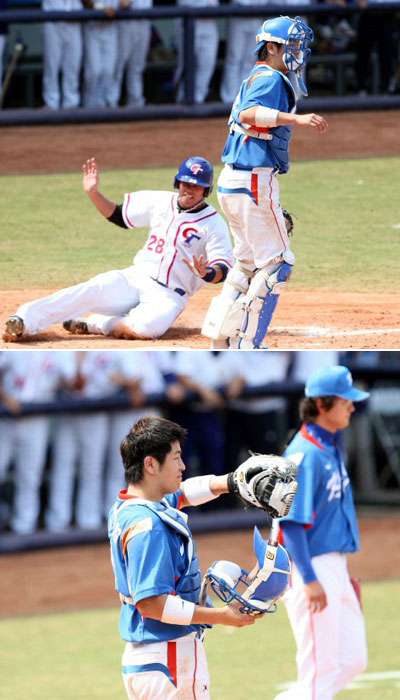 2008베이징올림픽이 계속된 18일 베이징 우커송야구장에서 열린 한국-대만전 5회말 1사 1,2루에서 8대8 동점을 허용하고 있다. 