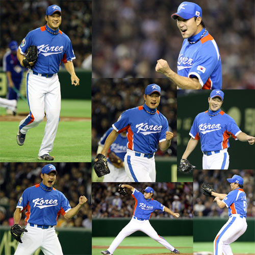   9일 오후 도쿄 도쿄돔에서 열린 월드베이스볼클래식(WBC) 아시아라운드 1-2위 결정전 한국과 일본의 경기에서 선발 출전 호투를 펼치고 있는 봉중근. 
봉중근은 6회 말까지 한국 마운드를 지킨 뒤 정현욱에게  넘겨 주었다. 