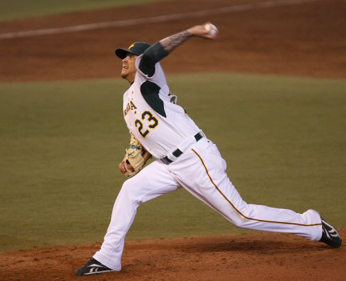 11일(한국시각) 멕시코시티에서 벌어진 월드베이스볼클래식(WBC) 예선 1라운드 B조 승자전 쿠바와 호주의 경기에서 호주 선발 트레비스 블렉클리가 공을 던지고 있다. 