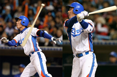 16일(한국시간) 미국 샌디에이고 펫코파크에서 열린 2009 월드베이스볼클래식(WBC) 2라운드 대한민국-멕시코 경기, 한국 고영민이 5회말 팀의 3번째 홈런을 치고 있다. 