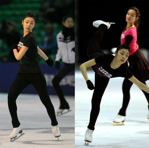 피겨퀸 김연아가 오는 24일부터 열리는 'KCC스위첸 페스타 온 아이스 2009'를 앞두고 23일 오후 일산킨텍스 특설링크에서 뮤지컬 맘마미아 곡에 맞춰 연습을 하고 있다. 