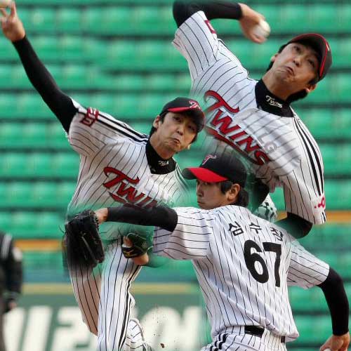 23일 서울 잠실경기장에서 열린 2009 프로야구 LG와 삼성의 경기에서 LG 선발투수 심수창이 역투하고 있다. 