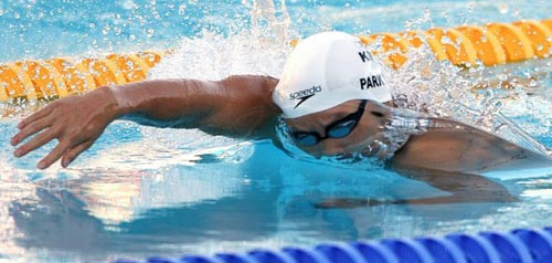 27일(현지시각) 이탈리아 로마 포로 이탈리코 메인풀에서 열린 국제수영연맹(FINA) 세계수영선수권 남자 자유형 200m 준결승, 박태환이 역영하고 있다. 